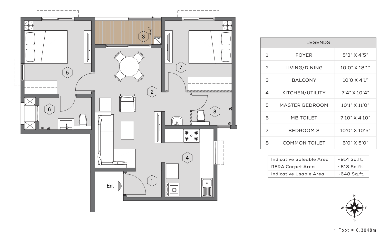2.5 BHK Floor Plan