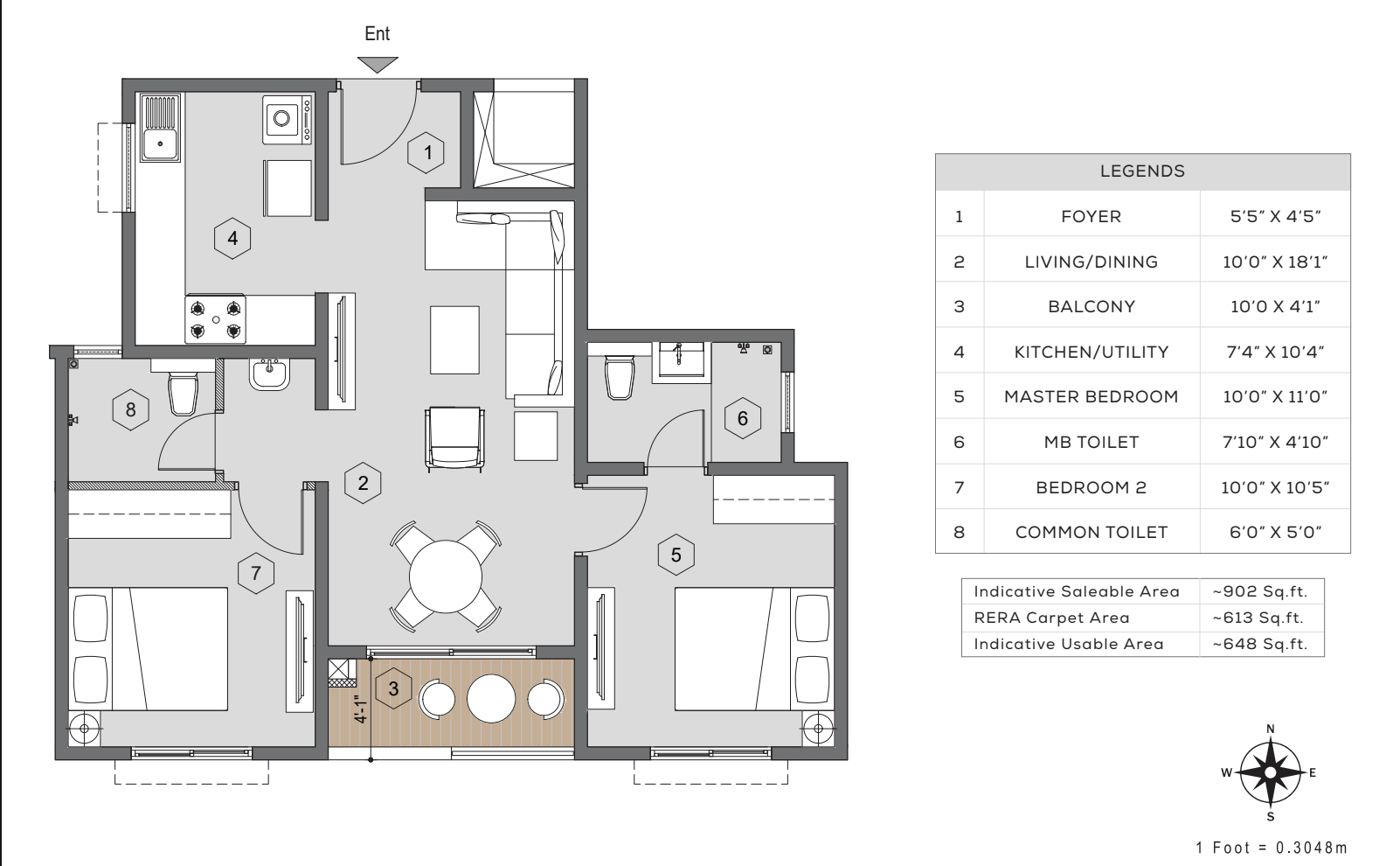 2 BHK Floor Plan